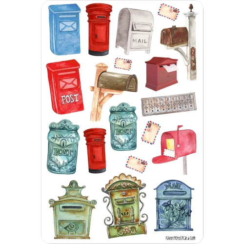 Sticker sheet #101: Mailboxes, MAXI