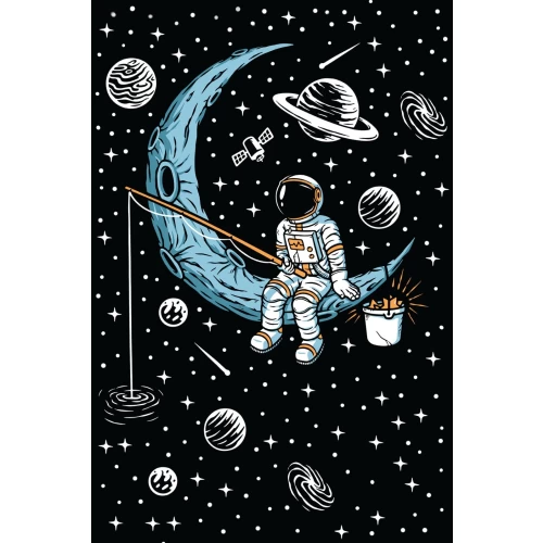 Postcard #1375 | Astronaut fishing in the Moon