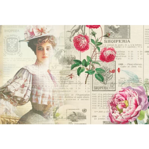 Postcard for postcrossing, retro collage postcard