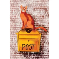 Cat and post postcard