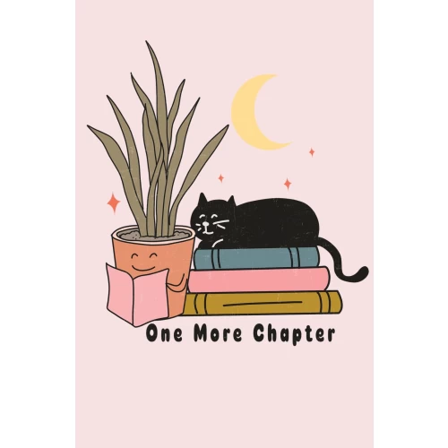 Books and cat postcard