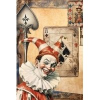 harlequin postcard
