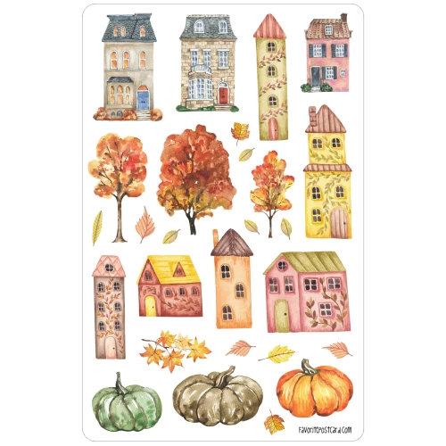 Sticker sheet #162: Autumn Houses, MAXI
