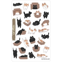 Tiny Postcard Stickers | Cat Poses, MIDI
