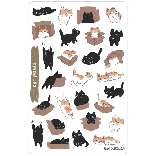 Sticker sheet #184: Cat Poses, MIDI