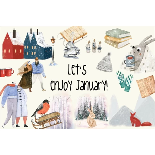 Let's enjoy... postcard series #01: Let's enjoy January!