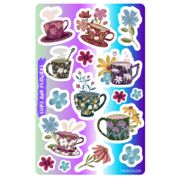 Sticker sheet #194: Cups and Flowers, MAXI