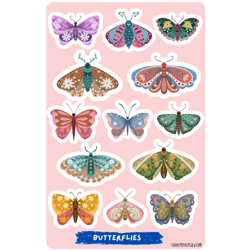 Sticker sheet #197: Butterflies, MAXI