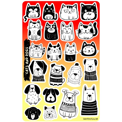 Sticker sheet #198: Cats and dogs, MAXI