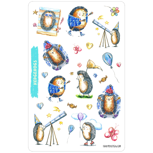 Sticker sheet #199: Hedgehogs, MAXI