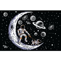 Postcard #2042 | Astronaut walks a Dog