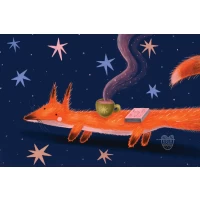 Postcard #2054 | Fox, Coffee and Books