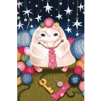 Postcard #2122 | Knitting owl