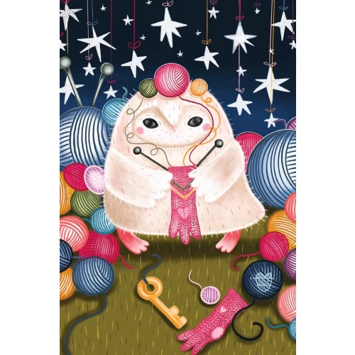 Postcard #2122 | Knitting owl
