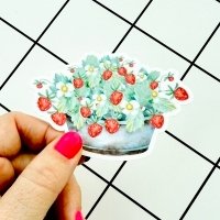 Vinyl sticker #075: Strawberry Pot