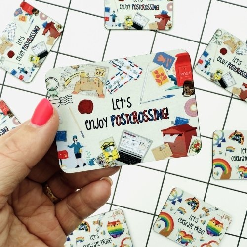 Fridge magnet – Let's enjoy Postcrossing!