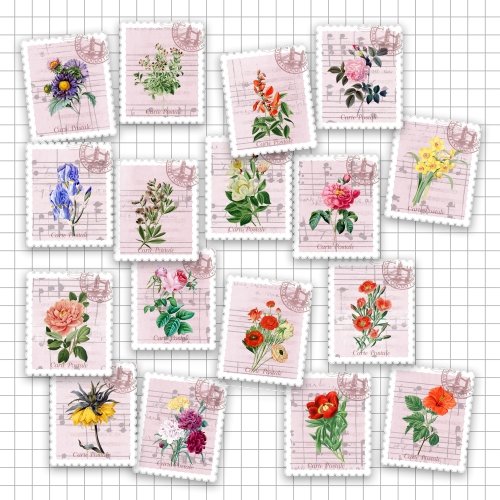 🌸 Vintage Floral Stamp Stickers