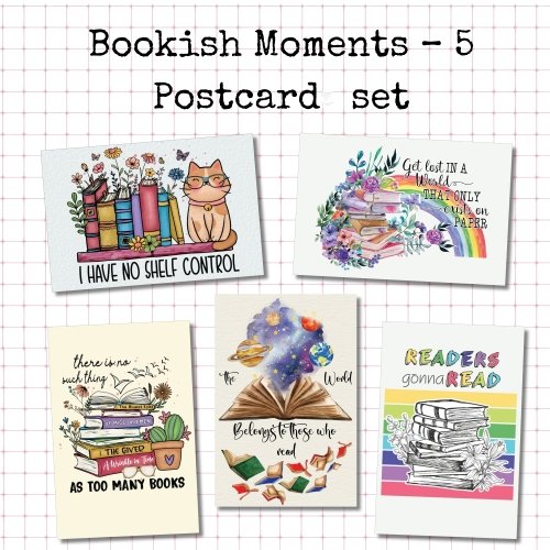 5 Postcard Set: Bookish Moments