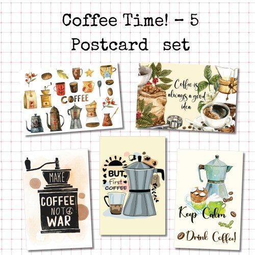 5 Postcard Set: Coffee time