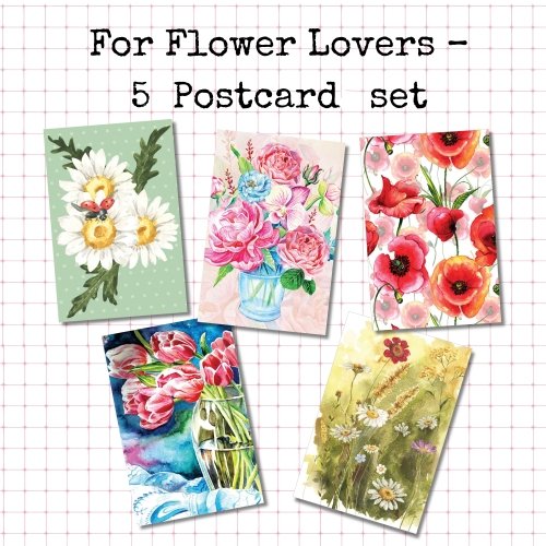 5 Postcard Set: Flower Lovers
