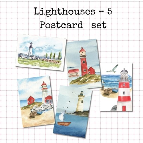 5 Postcard Set: Lighthouses