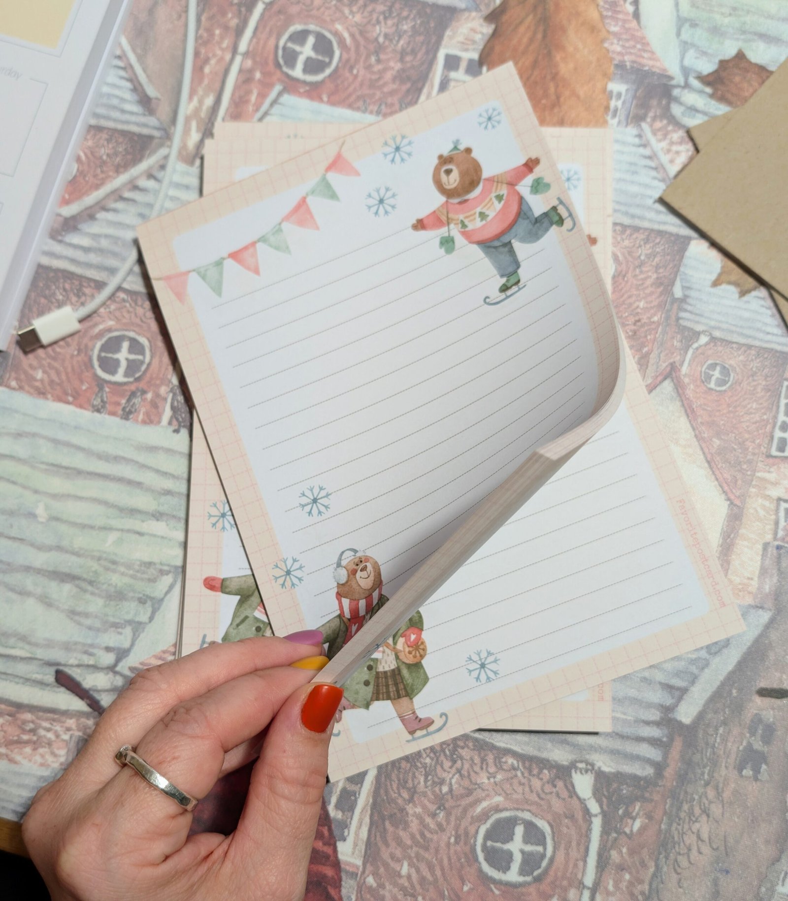 A5 size Notepad/Letter pad: Ice Skating Bears - Image 3