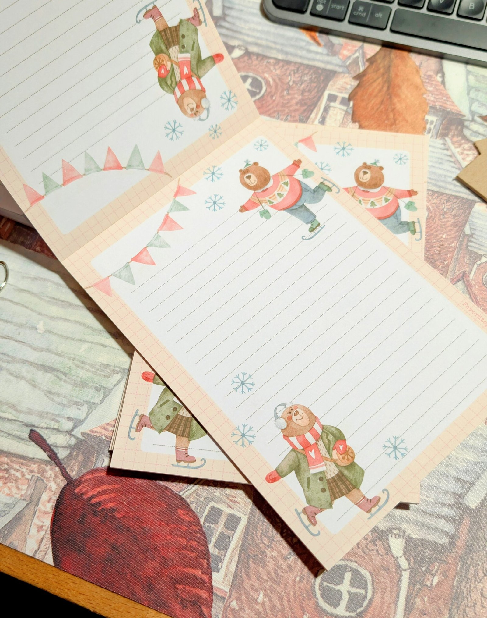 A5 size Notepad/Letter pad: Ice Skating Bears - Image 2