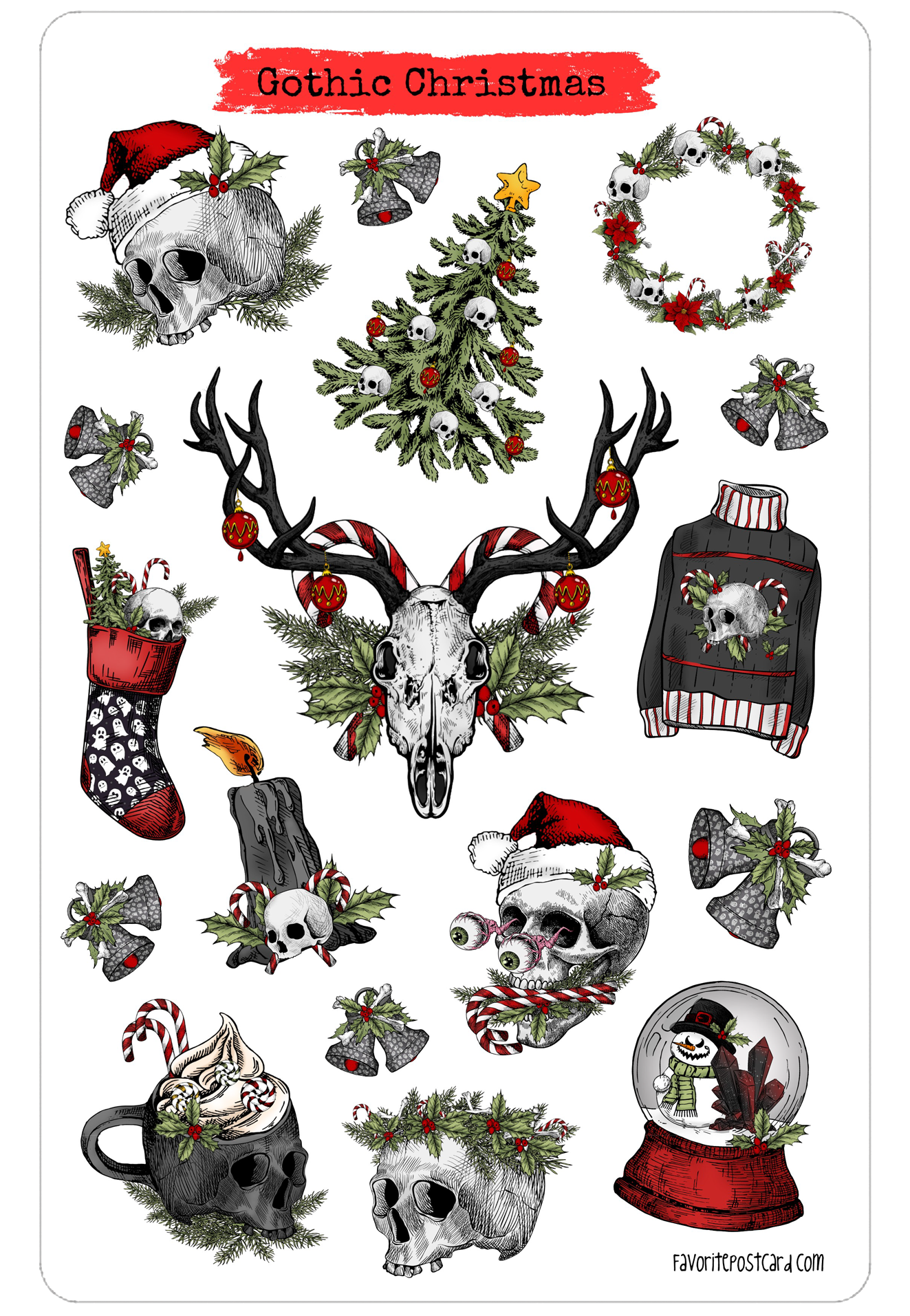 Sticker sheet #231: Gothic Christmas, MAXI - Image 2