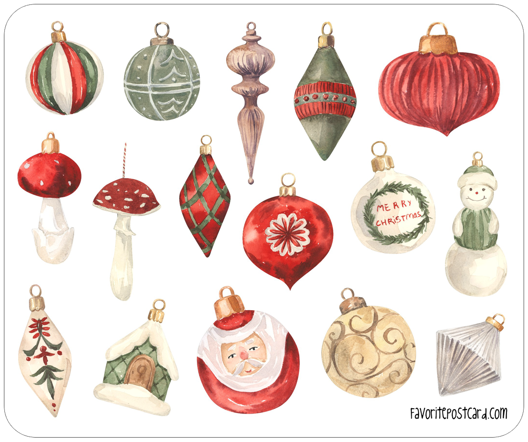 Sticker sheet #238: Christmas tree toys, MINI - Image 2