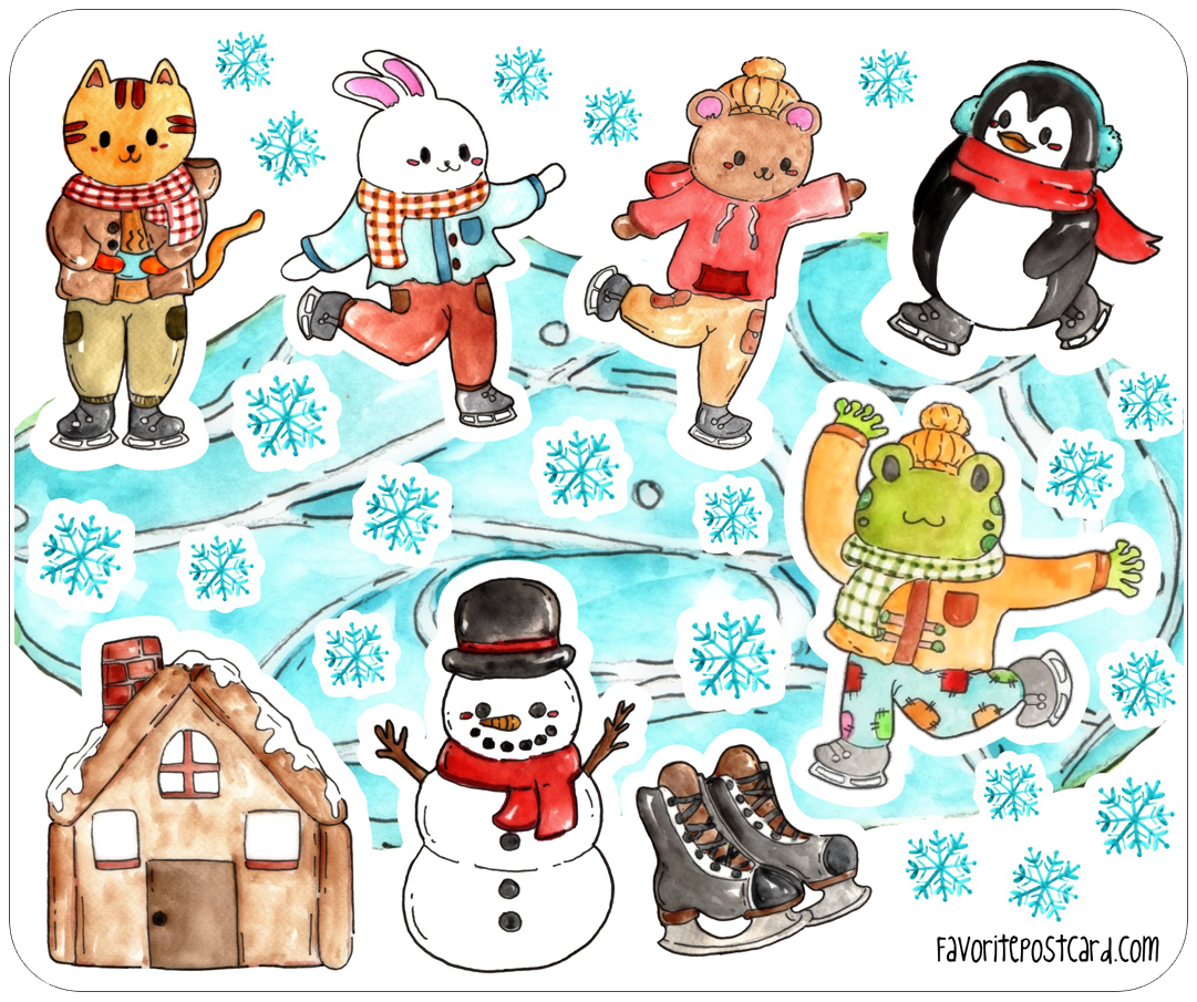 Sticker sheet #237: Winter Friends, MINI - Image 2