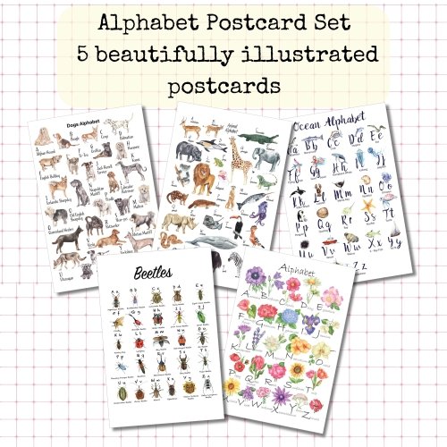 5 Postcard Set: Alphabet