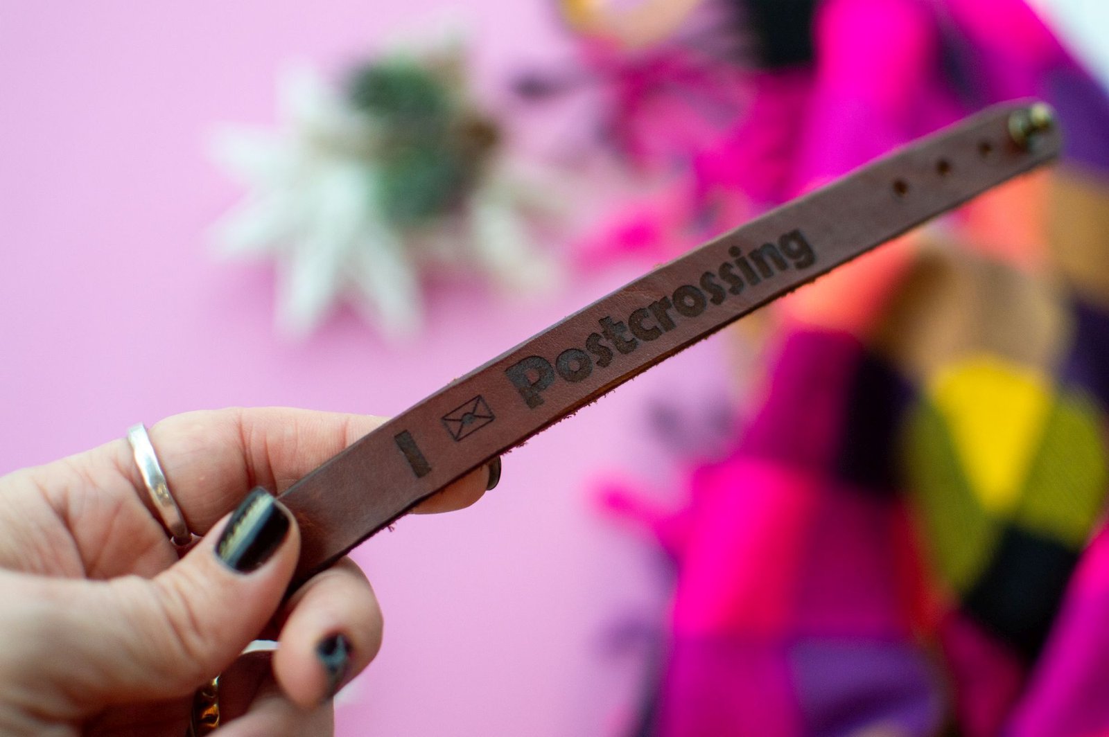 Handmade Leather Bracelet for Postcrossers - Image 3