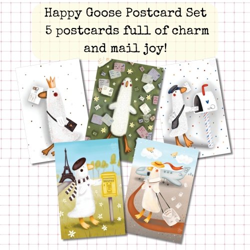 5 Postcard Set: Happy Goose