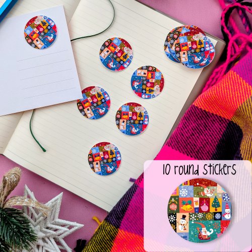 10 Sticker set: Christmas Round Stickers