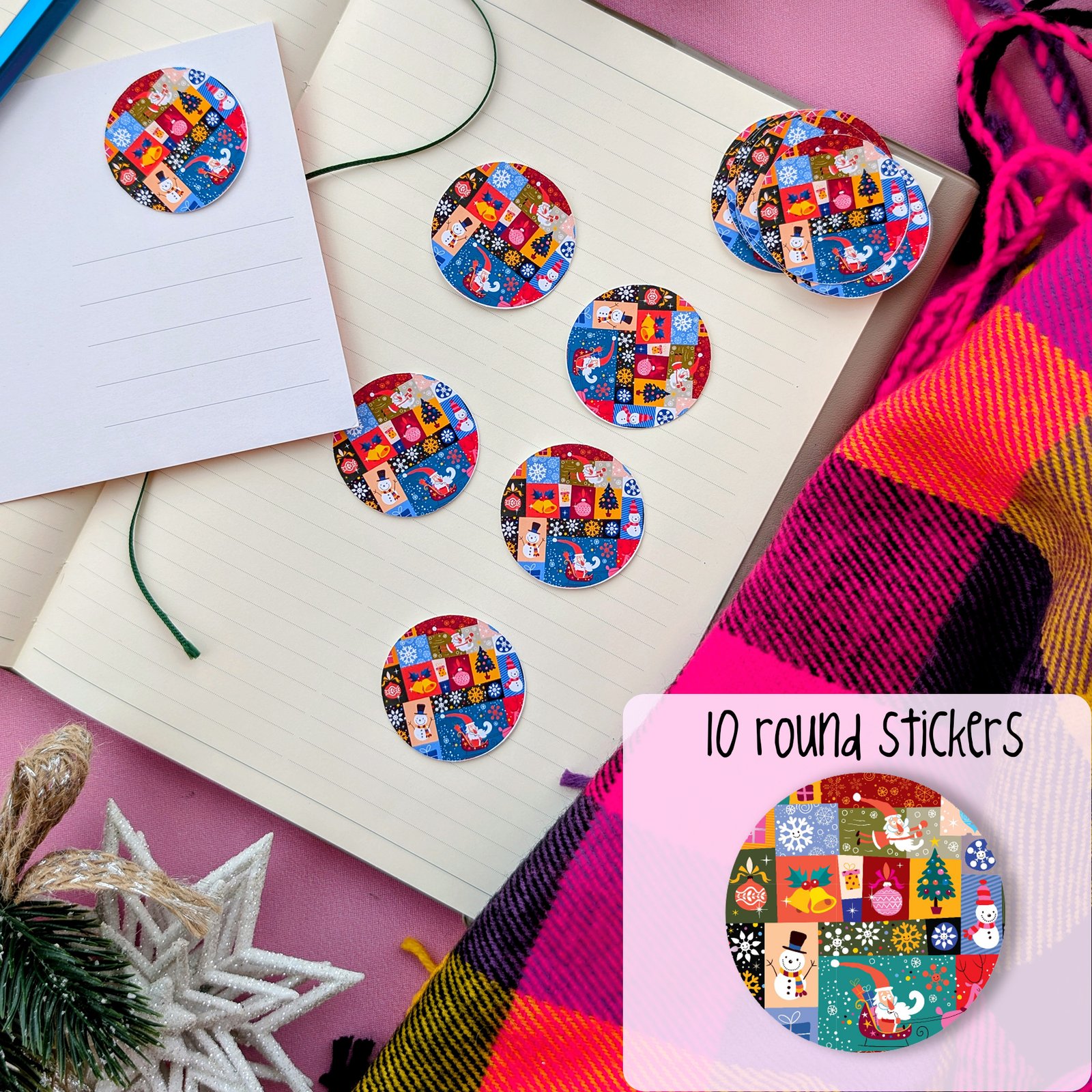 10 Sticker set: Christmas Round Stickers