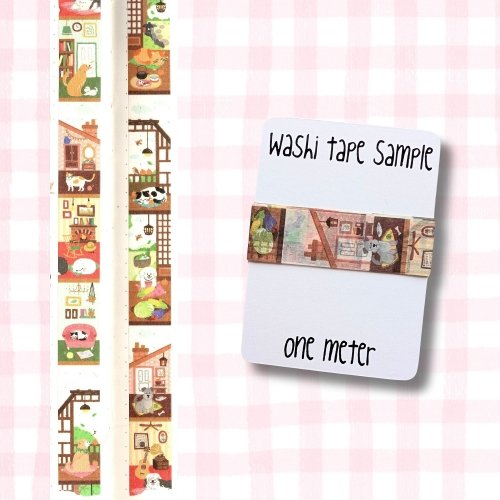 Washi Tape Sample, 1 meter: Cats and Dogs