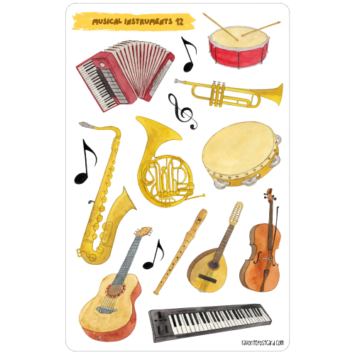 Sticker sheet: Musical Instruments, MAXI