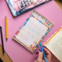 A5 size Notepad/Reading Tracker: Library is my happy place