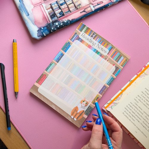A5 size Notepad/Reading Tracker: Library is my happy place