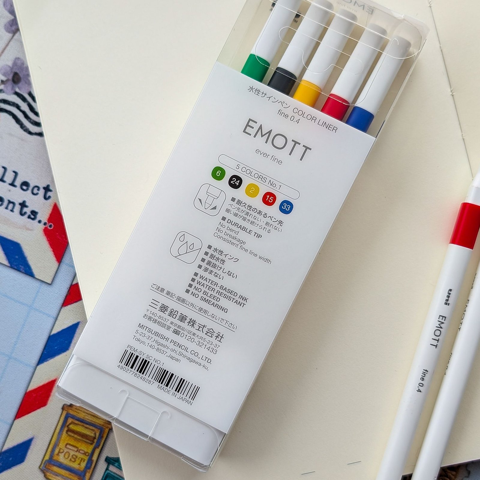 Uni Mitsubishi Emott Fineliner – 5 Color Set No. 1 - Image 2