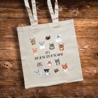 Canvas Tote Bag: Let’s love all the cats in the world!