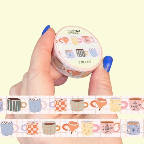 Washi tape #128: Coffee Cups & Quiet Moments