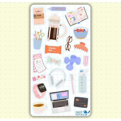 Sticker sheet #249: Productive Morning Start