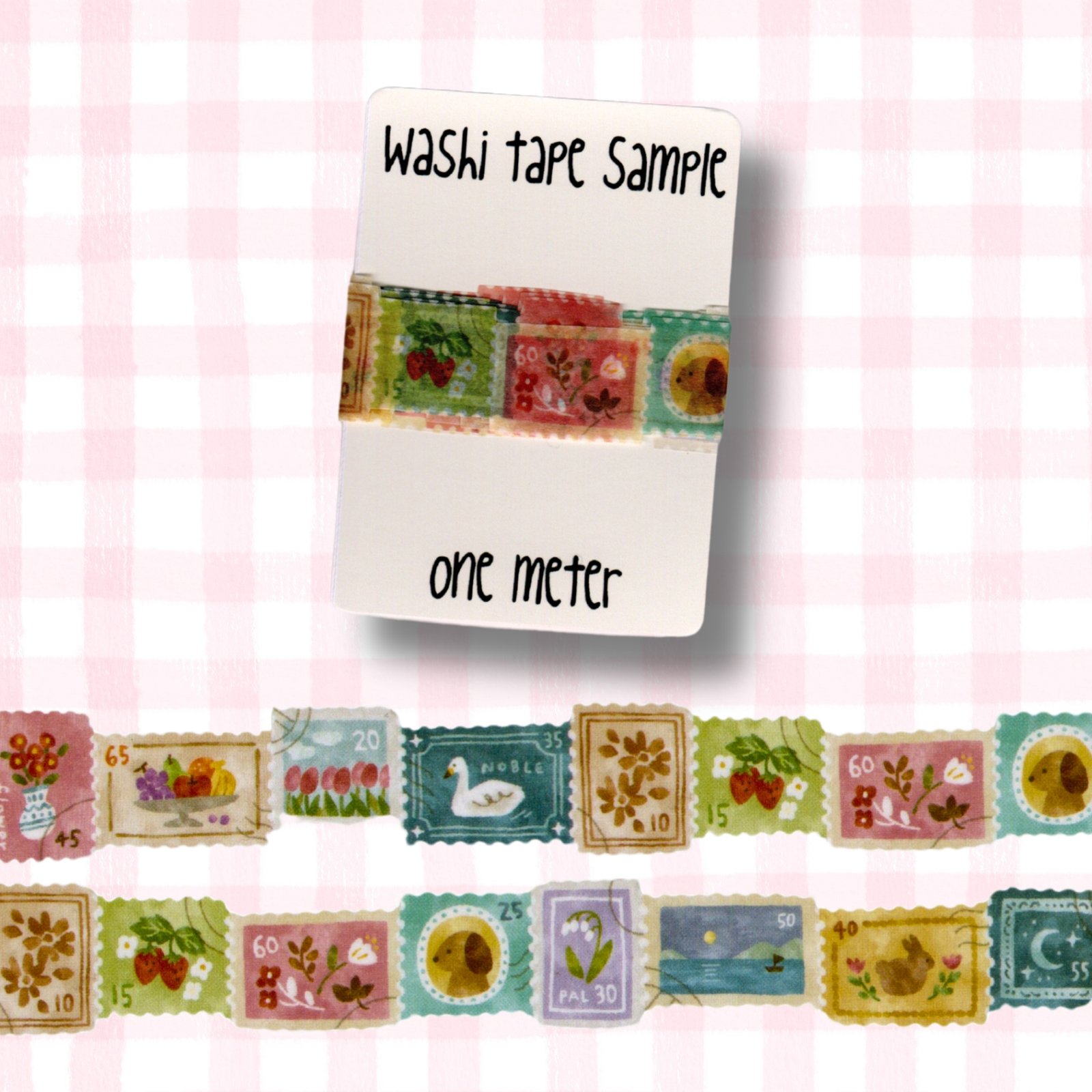 Washi Tape Sample, 1 meter: Die-cut Postage stamps