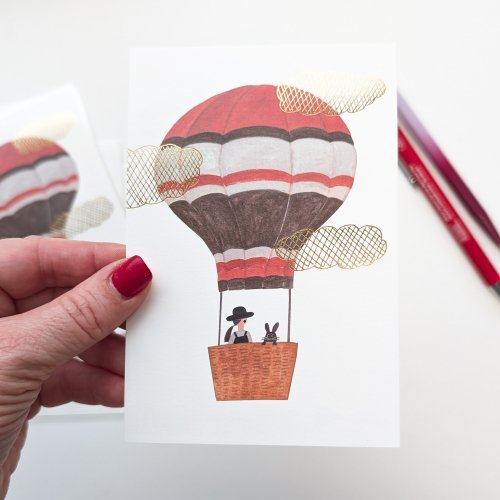 Foil-stamped postcard: Balloon