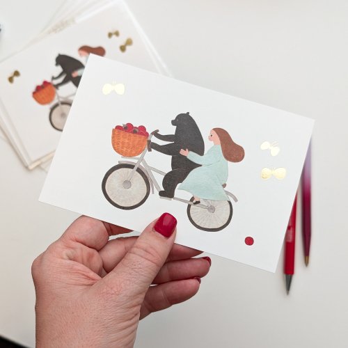 Foil-stamped postcard: Bicycle