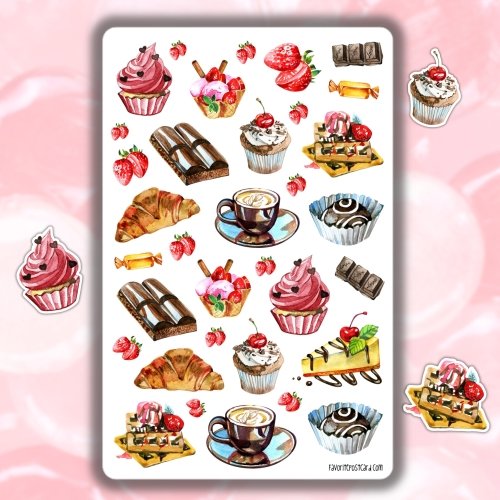 Sticker sheet #276: Desserts & Coffee