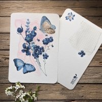 Textured Paper Postcard: Blue Flowers & Butterflies