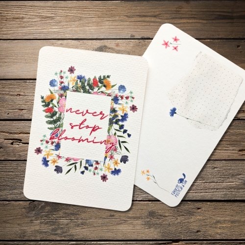 Textured Paper Postcard: Never Stop Blooming