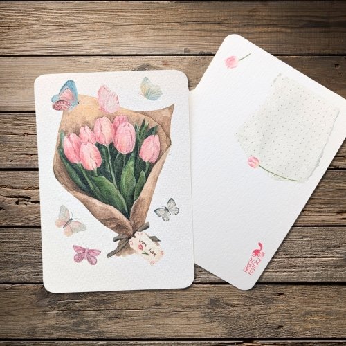 Textured Paper Postcard: Tulips